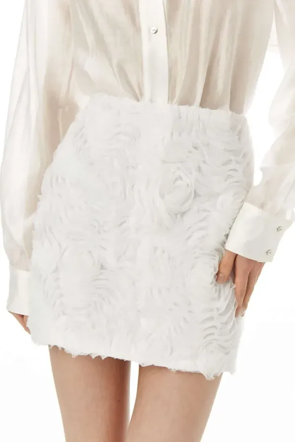 Фотография Юбка мини из кружевных цветов, цвет молоко №4