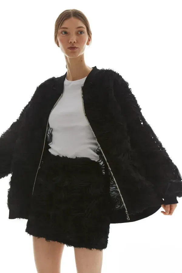 Фотография Юбка мини из кружевных цветов, цвет черный №2