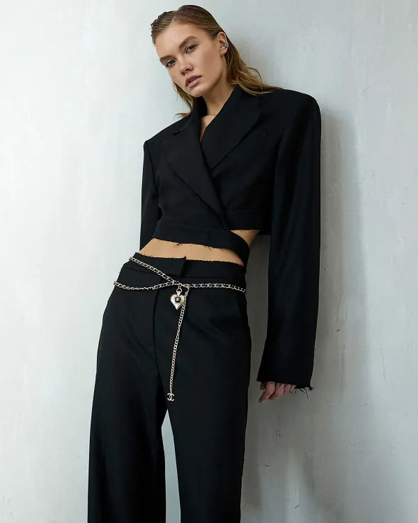 Фотография Брюки свободной посадки с не обработанным краем №1