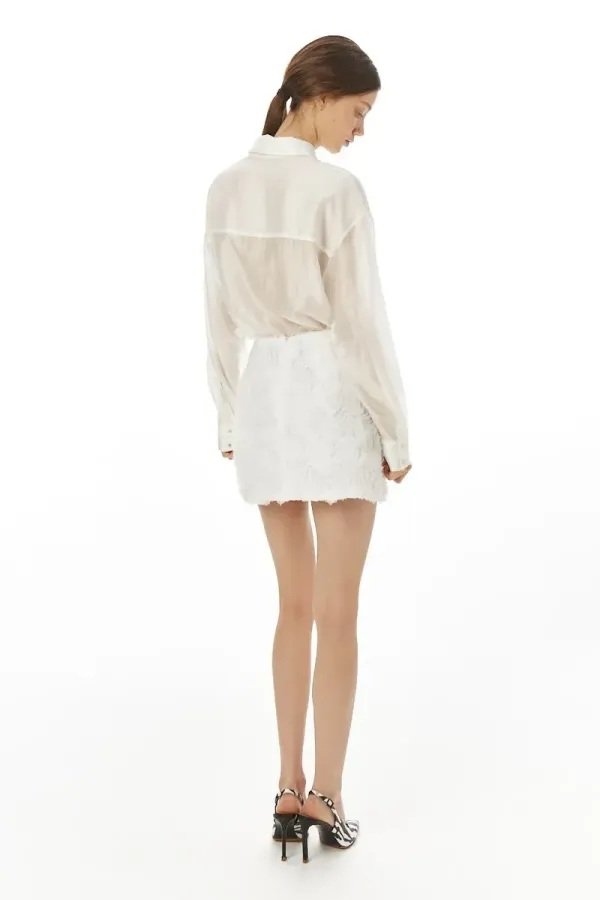 Фотография Юбка мини из кружевных цветов, цвет молоко №2